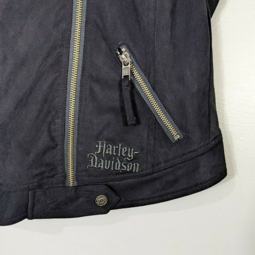 HARLEY DAVIDSON Women's Black Logo Asymmetrical Motorcycle Vest XS - Picture 7 of 8
